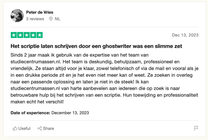 scriptie laten schrijven door een ghostwriter