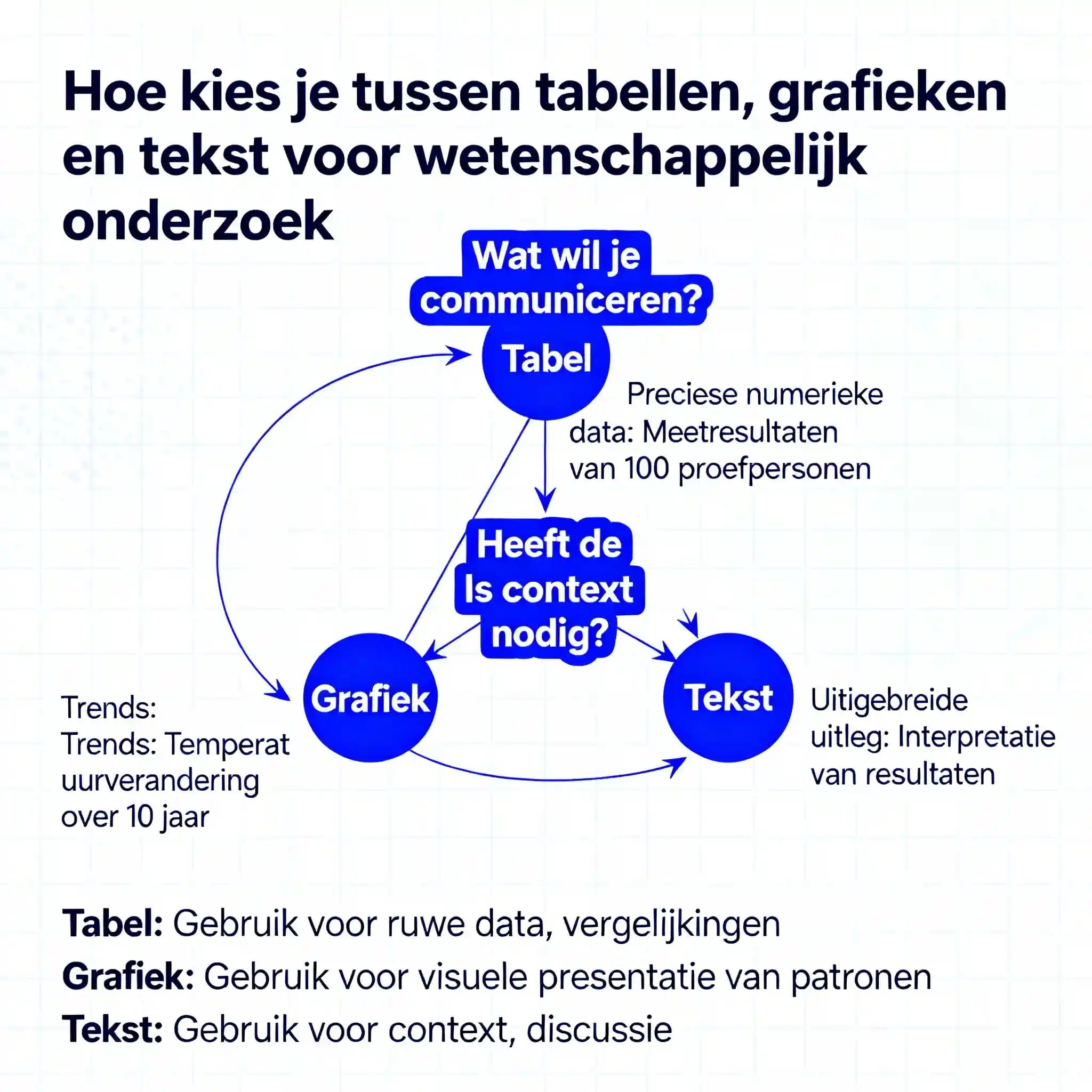 Resultaten presenteren: hoe kies je tussen tabel, grafiek en tekst?