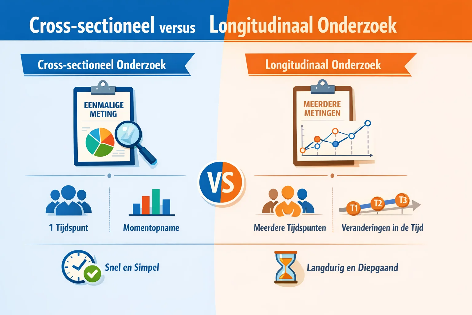 Cross-sectioneel onderzoek: uitleg, voorbeelden en stappenplan 21 Cross sectioneel versus longitudinaal onderzoek